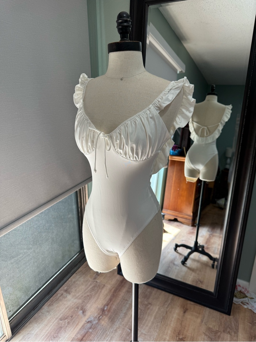 White Ruffled V-Neck Women’s Bodysuit Princess Polly S